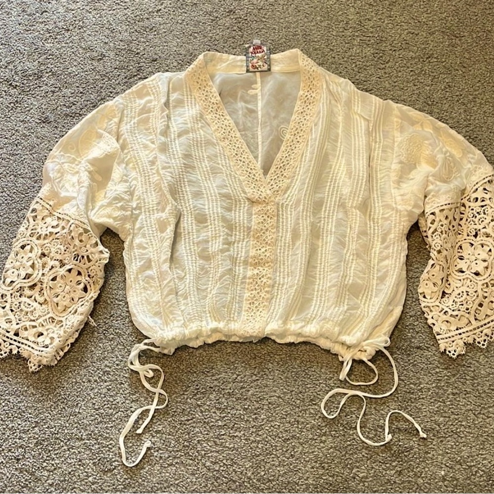Johnny Was Cream Lace Blouse